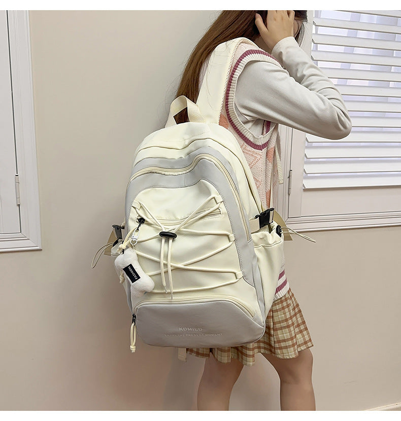 Mountain-Style Outdoor Hiking Backpack for Women, Large Capacity, Unique Design, Lightweight, High-End Gray School Bag for High School Girls