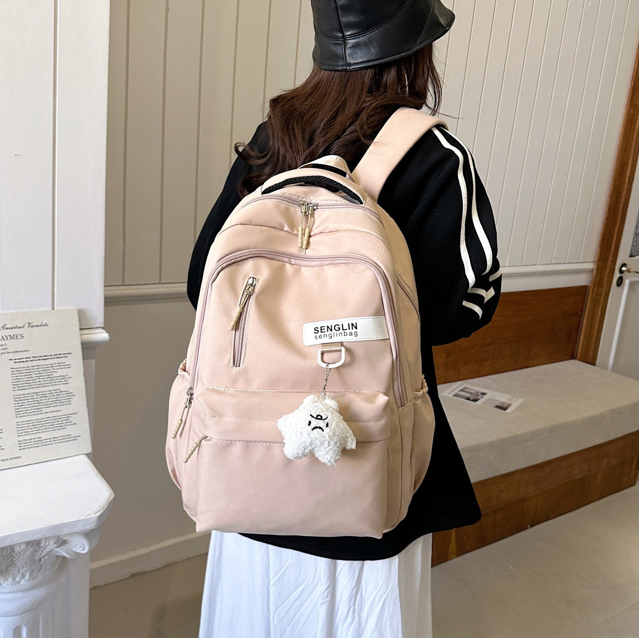 Simple Schoolbags for Boys, College Students, High School Students, Large-Capacity Girls' Backpacks, College Style Korean Fashion Couple Pairs