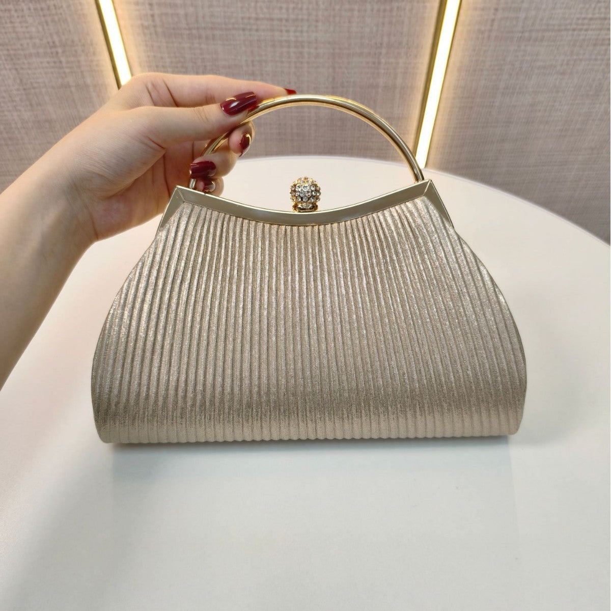 New Evening Bag, Banquet Bag, Diamond Dress Bag, Pleated Handbag, Cheongsam Evening Bag, Princess Bag, Ktv Handbag