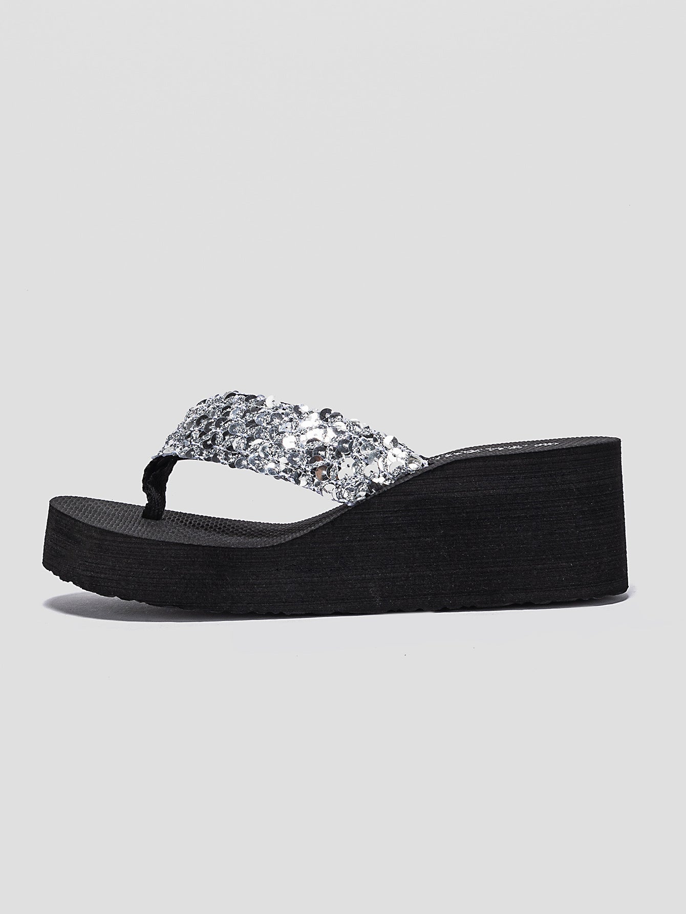 2024 Summer foreign trade cross-border classic sequined wedge sandals Flip Flops