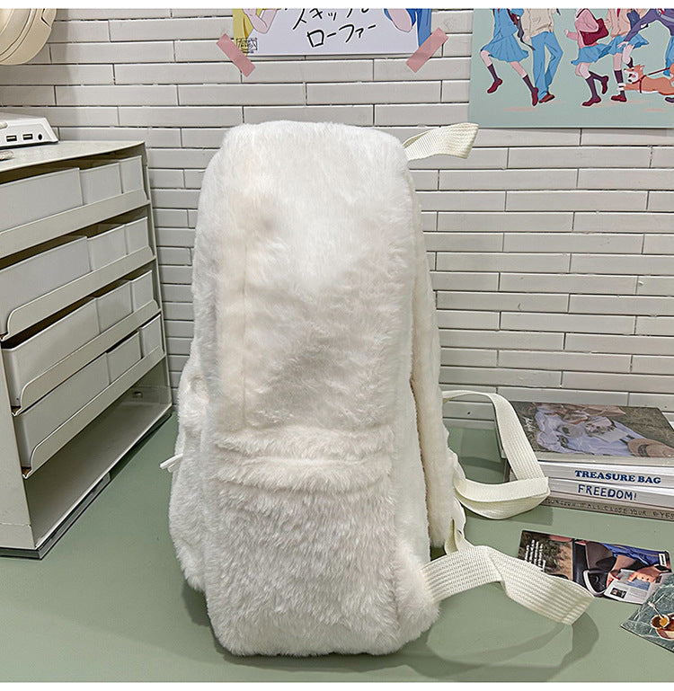 Stuffed Backpack, Korean Style Versatile Backpack, Autumn and Winter Niche High-Value School Bag, Female College Student Class Bag