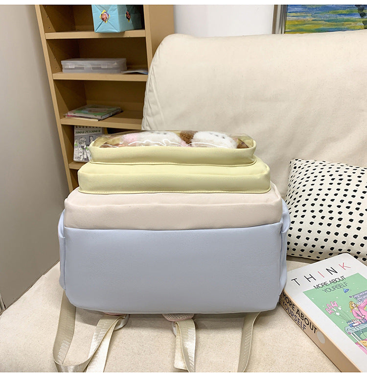 College Style School Bag Three-Piece Set for Girls with Good Looks and Versatile DIY Girl Pain Bag Student Class Backpack Tutoring Bag