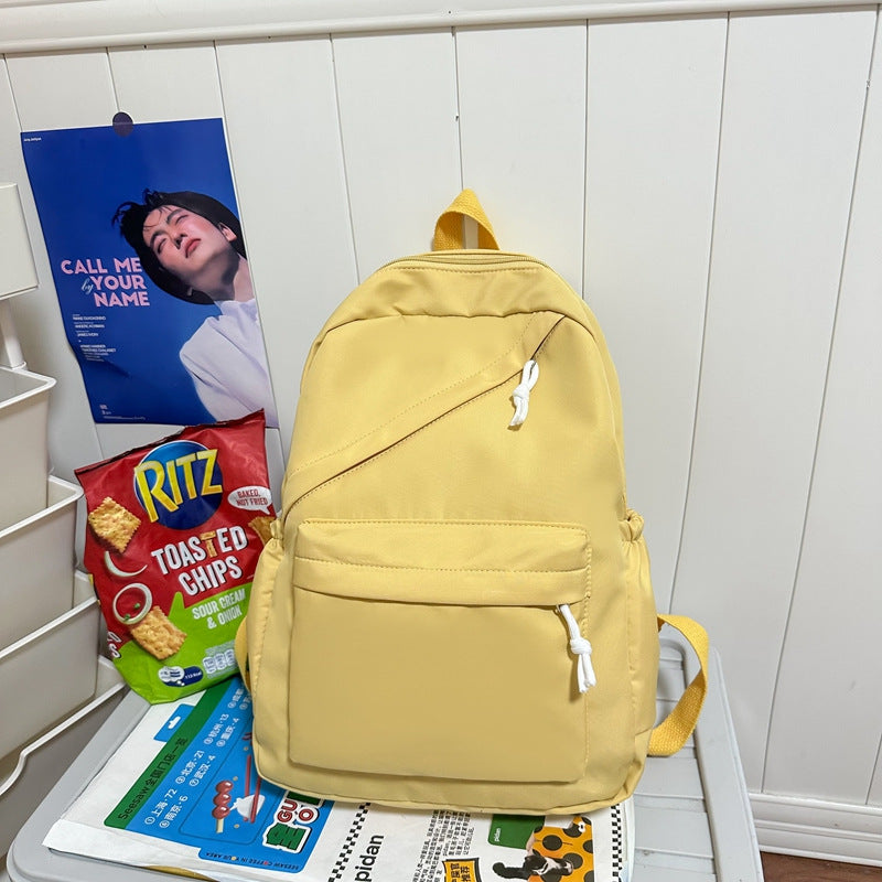 New Large Capacity Primary School Junior High School Students' Casual Schoolbag Japanese Style Fashion Simple Solid Color Travel Backpack