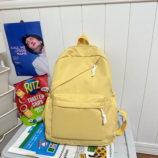 New Large Capacity Primary School Junior High School Students' Casual Schoolbag Japanese Style Fashion Simple Solid Color Travel Backpack