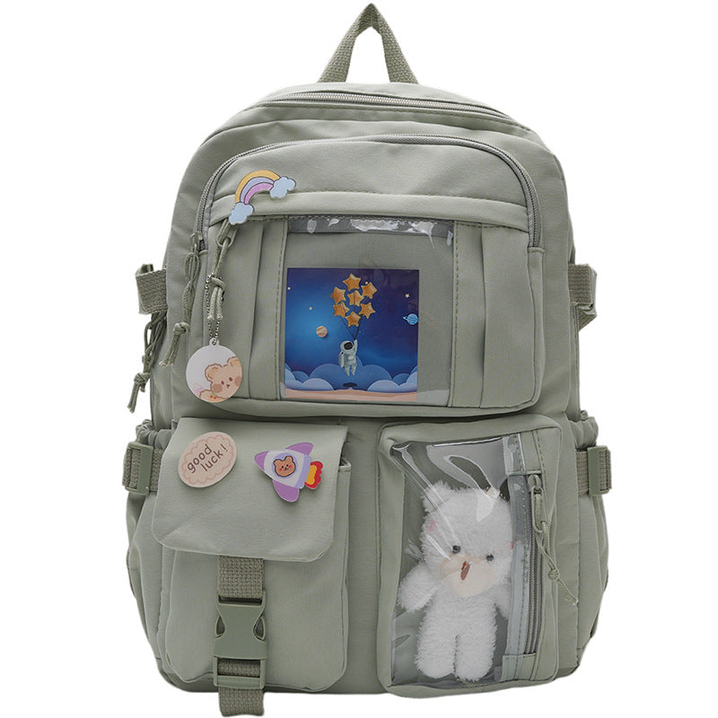 Korean Style Fresh and Cute Junior High School Backpack Women's Large Capacity Casual Schoolbag for Primary School Students Lightweight Storage Campus Backpack