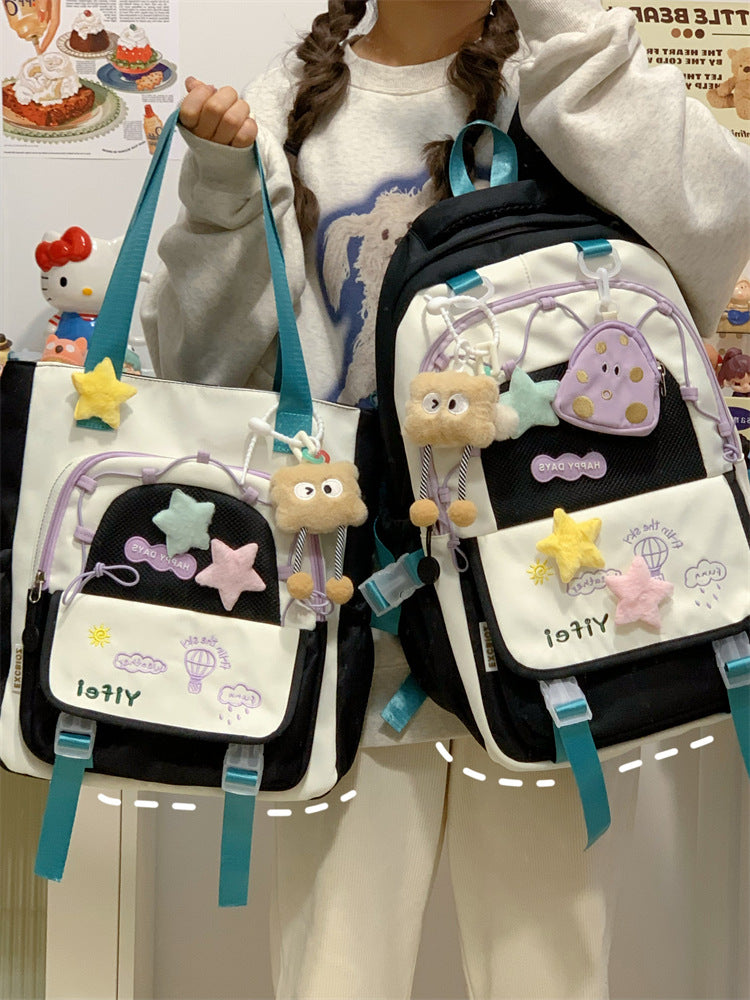 Junior High School Girls' Schoolbag High Color Value Cute Lightweight Large Capacity for Primary School Students and High School Students Backpack for Women