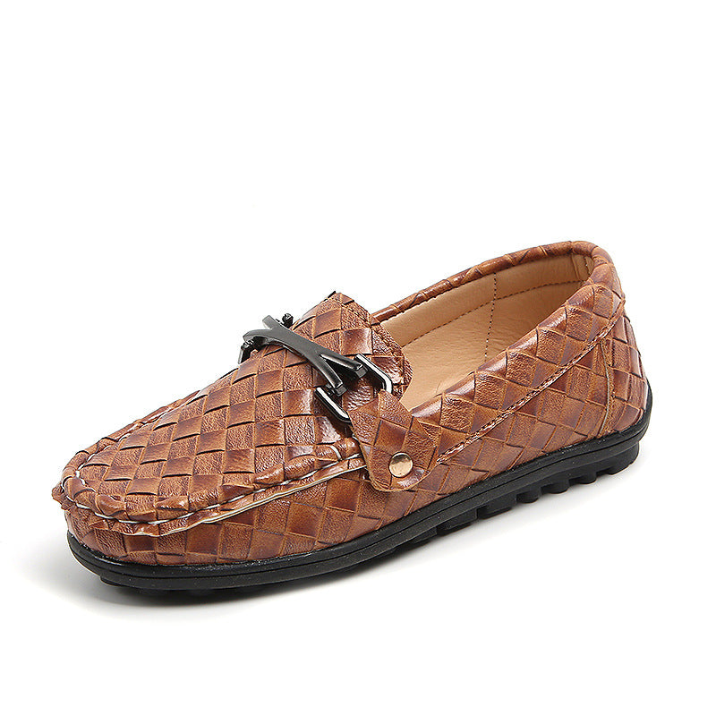 Children's retro leather shoes Children's slip-on boys' peas shoes 2022 autumn new children's shoes wholesale sewing shoes