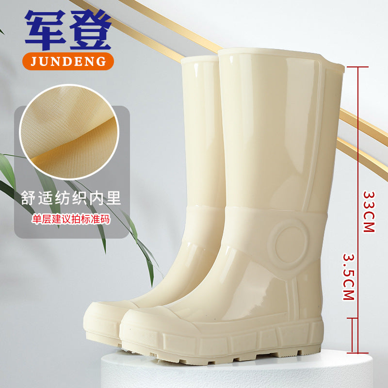 Military Fashion Rain Boots for Women, Thick-Soled High-Top Water Shoes for Women, Adult Kitchen Non-Slip Warm Waterproof Rain Boots