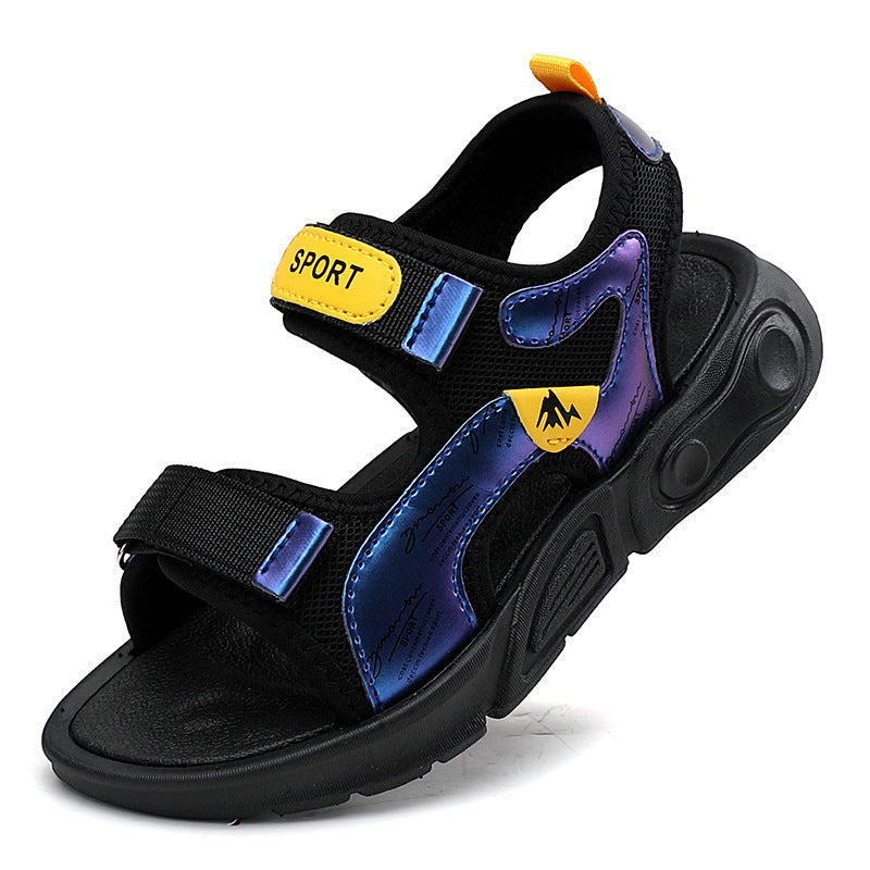 Children's Sandals Boys 2024 Summer New Children's Soft Sole Anti-Slip Middle and Large Boys Beach Shoes Summer Children's Shoes