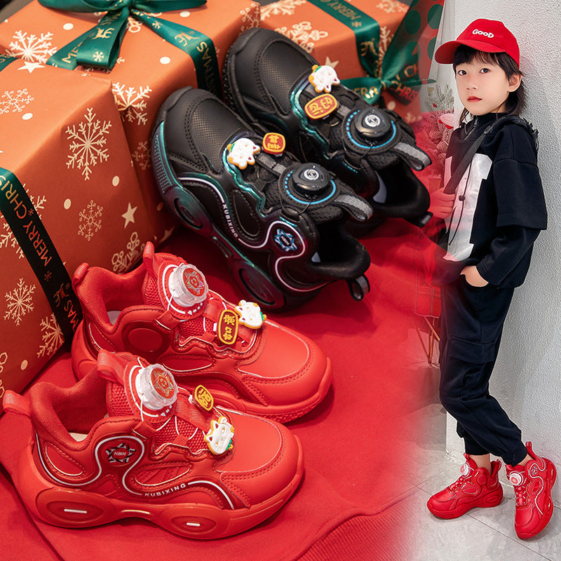 Children's sneaker New 2025 Spring and Autumn Spring Festival Red Fashion Boys and Girls Torre Shoes Casual Shoes Children's Shoes