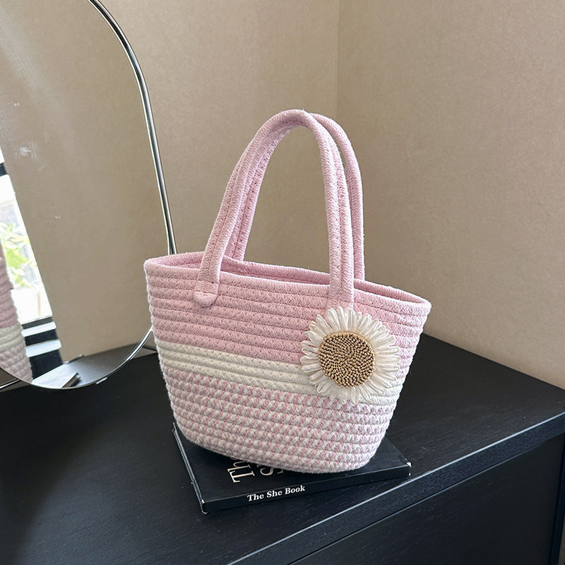 Artistic Chinese-Style Woven Bags for Women, New Summer Straw Floral Shoulder Bags, Casual Handbags, Chinese-Style Bags