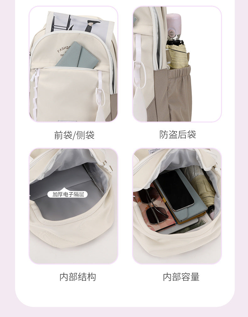 Simple Fashion High-end Sense Backpack All-match Senior high school College Student Computer Bag Casual Backpack High-value Schoolbag