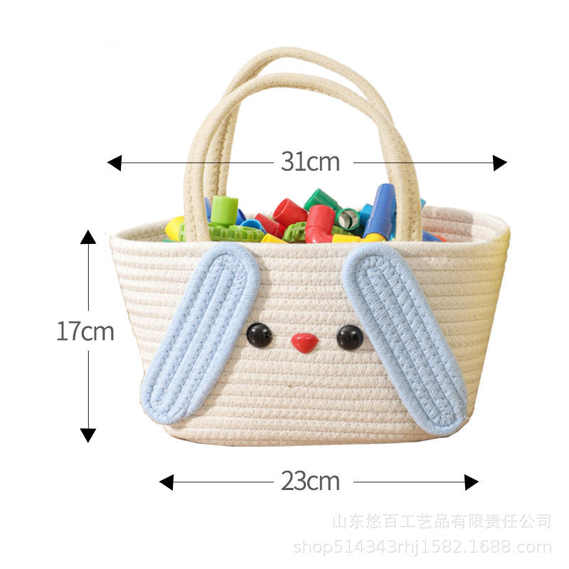 Cute Baby Souvenir, Cute Dog Cotton Thread Woven Bag, Hand-Held Cartoon Small Fresh Basket Bag, Hand-Held Women's Bag