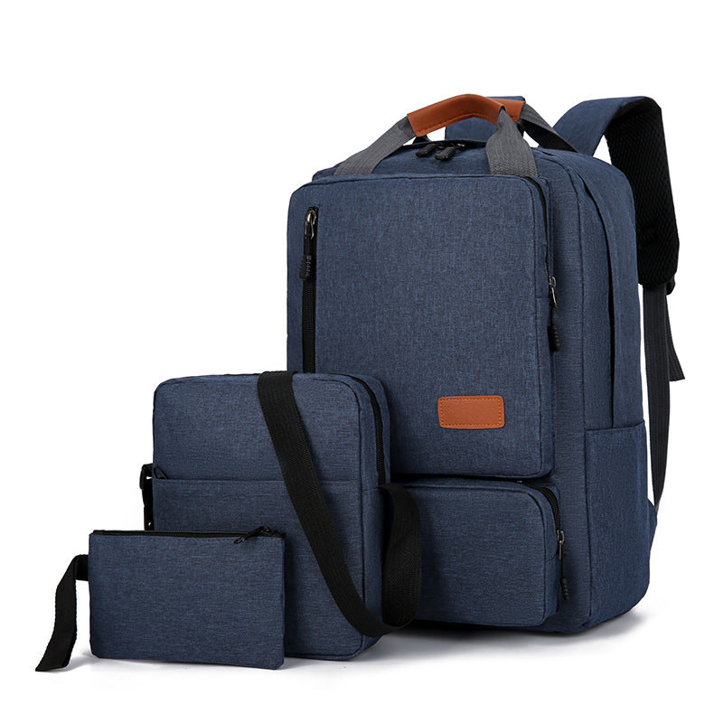 Cross-border New Three-piece Backpack Men's Business Outdoor Large-capacity Commuter Schoolbag Trendy Backpack for Male High School Students
