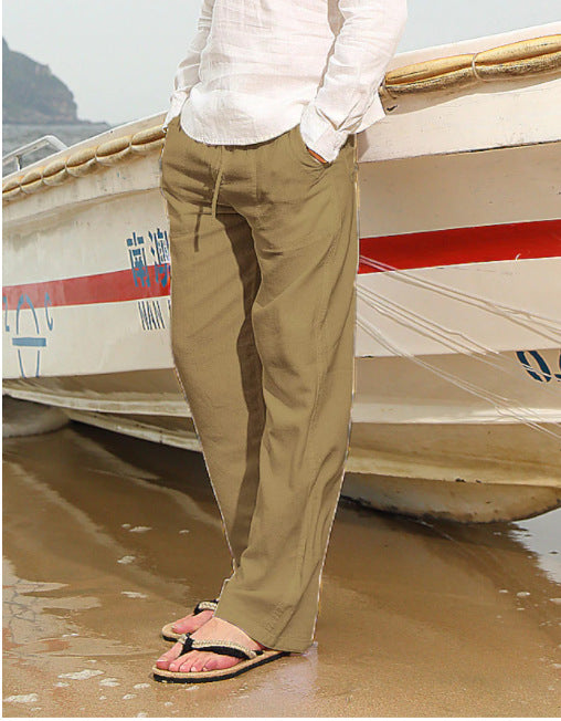 2021 independent station best selling men's linen casual multi-pocket trousers (a large number of spot) factory direct sales