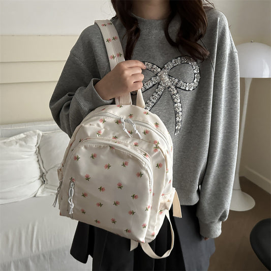 Fashionable and Simple Printed Backpack, Trendy and Trendy, Lightweight, Large-Capacity, Personalized School Bag for Middle School Students, Women's Backpack