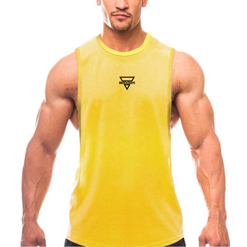 Men's muscle sports vest fashion brand sleeveless waistcoat American fitness casual loose training clothes bodybuilding T-shirt