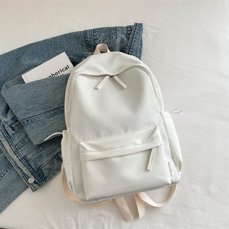 Large-Capacity Japanese-Style Simple Campus Backpack Korean Style College Style Solid Color Student Backpack Casual Bag Travel Bag