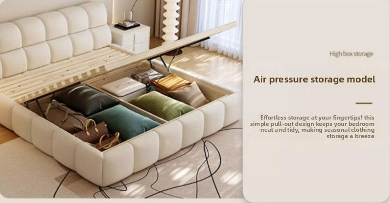 Base de Cama Moderna de Lujo con Diseño de Nube, Cama de Tela Bouclé Suave con Cabecera Acolchada, Cama Tapizada Tamaño Queen, Muebles de Dormitorio