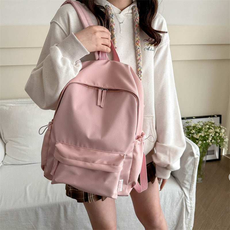 Large-Capacity Japanese-Style Simple Campus Backpack Korean Style College Style Solid Color Student Backpack Casual Bag Travel Bag