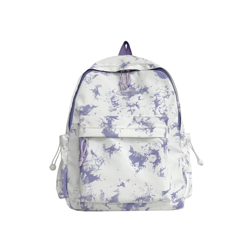 Korean Style Large Capacity Student Backpack Tie-Dye Ink Senior high school College Students Japanese Style Backpack National Fashion Western Style Schoolbag