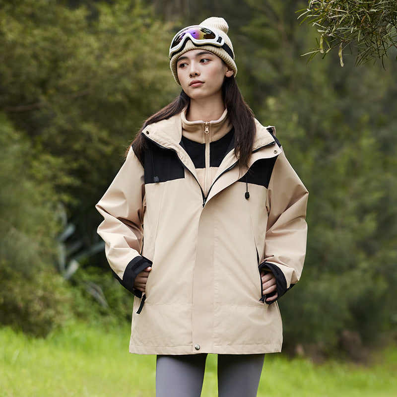 [Direct from Manufacturer] 3-in-1 Jacket for Couples, Outdoor Hiking Windproof and Waterproof Travel Detachable Two-Piece Set