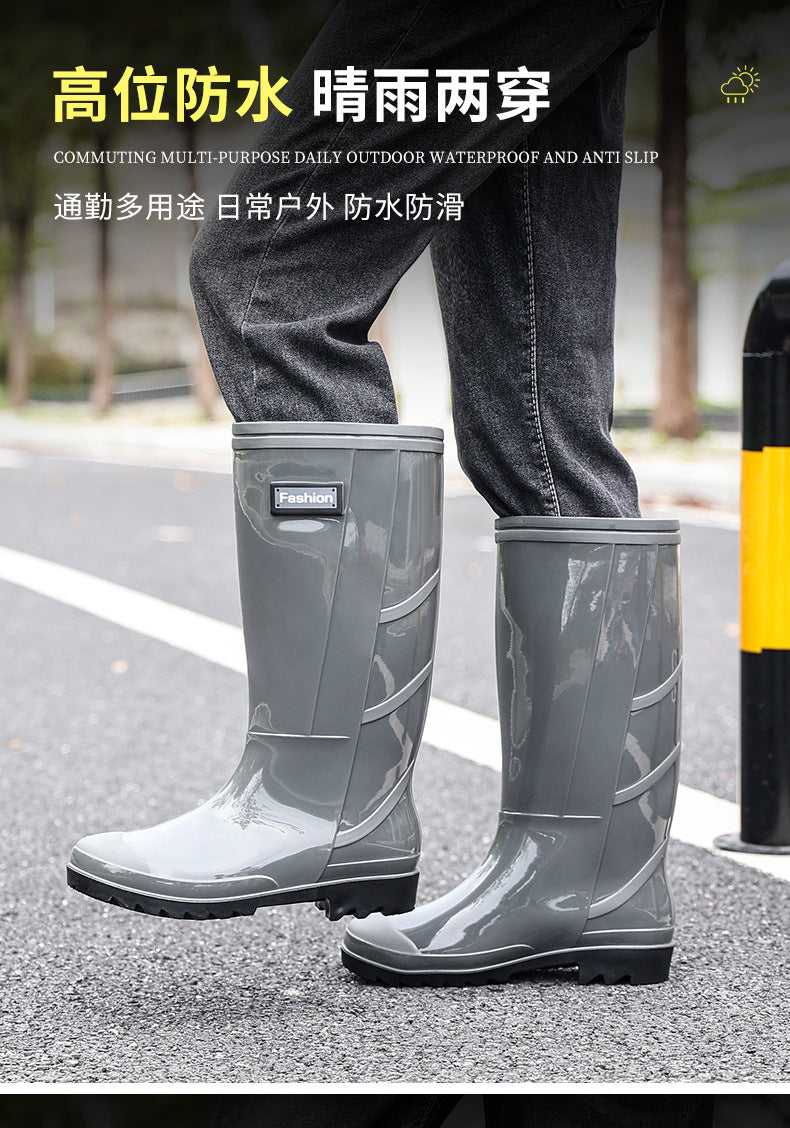 Taobao rain shoes men's beef tendon bottom camouflage waterproof non-slip wear-resistant water shoes fleece-lined warm labor protection shoes explosions wholesale
