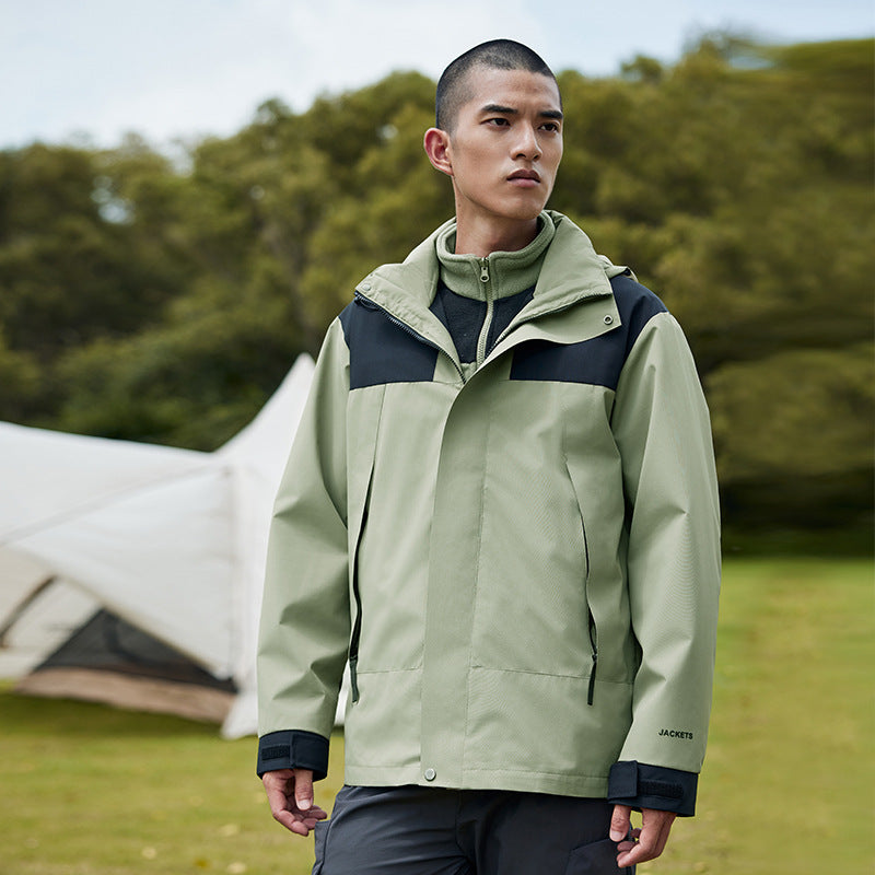 [Direct from Manufacturer] 3-in-1 Jacket for Couples, Outdoor Hiking Windproof and Waterproof Travel Detachable Two-Piece Set