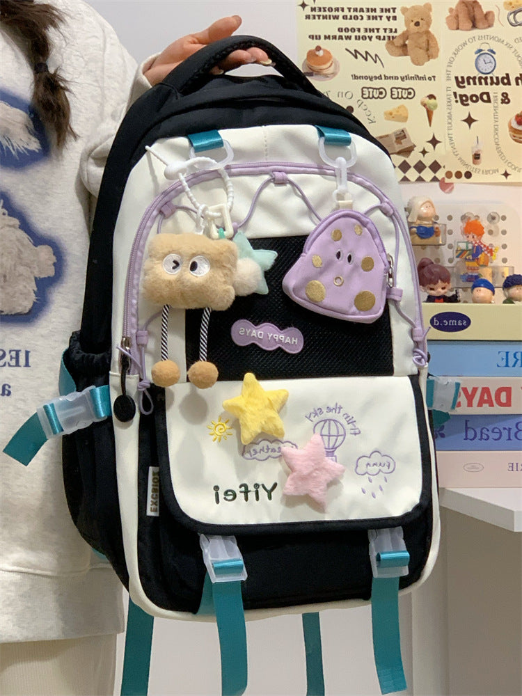Junior High School Girls' Schoolbag High Color Value Cute Lightweight Large Capacity for Primary School Students and High School Students Backpack for Women