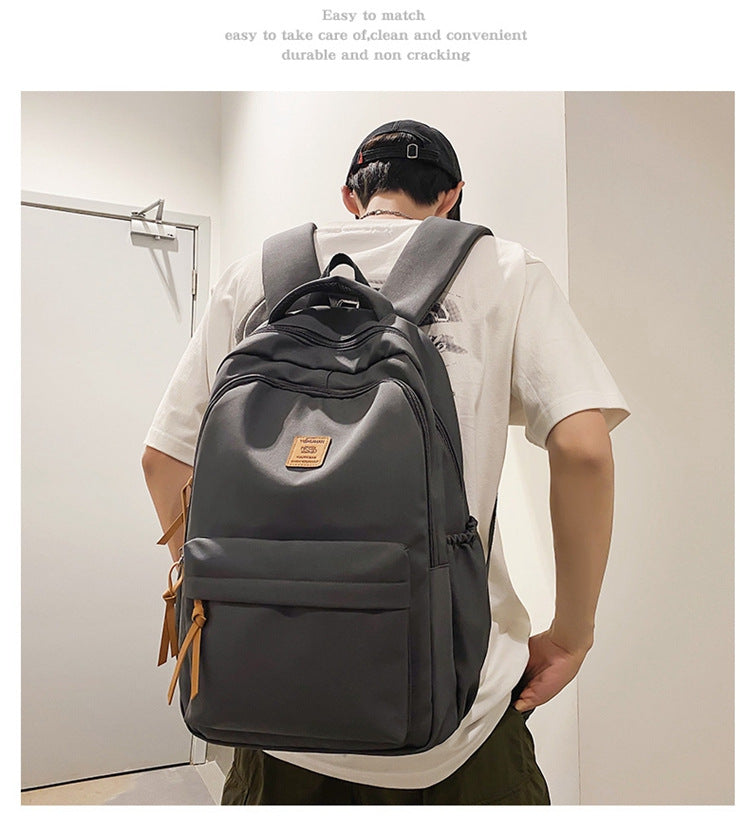 Solid Color Simple Couple's Schoolbag Large Capacity Fashionable All-match Personality Niche Backpack Travel Class Tutoring Backpack
