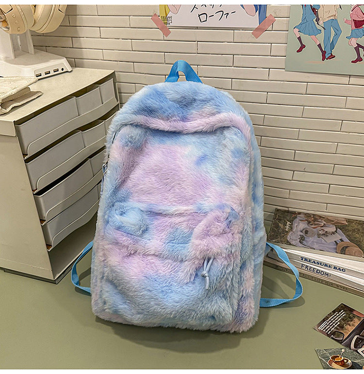 Stuffed Backpack, Korean Style Versatile Backpack, Autumn and Winter Niche High-Value School Bag, Female College Student Class Bag
