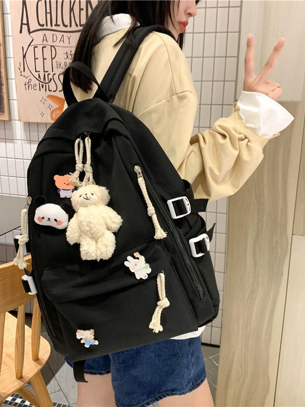 Japanese-Style Ins School Bag for Middle School Girls, High School Students, and College Students, Large Capacity, Simple Backpack, Double Shoulder Bag