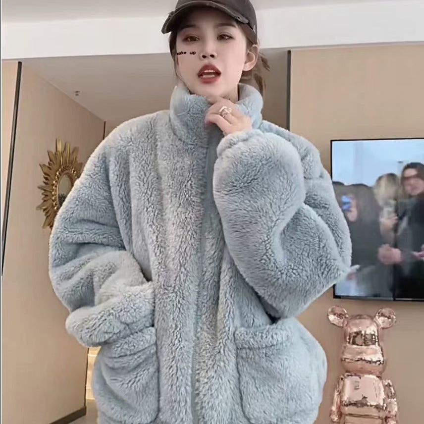 Ff2024 Stand-Up Collar Pajamas Autumn and Winter Home Clothes Thickeneded Suit High Collar Can Be Worn Outside Women's Home Pajamas Casual