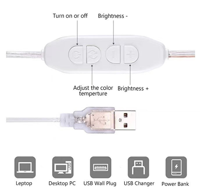 10 bombillas LED desmontables, lámpara para espejo de maquillaje profesional, alimentación USB, luz para espejo cosmético, tocador de Hollywood, luces de tocador
