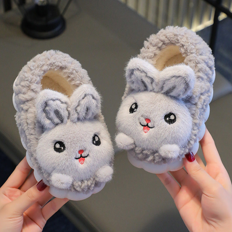 Winter Children's Cotton Slippers Girls' Princess Non-slip Warm Parent-child Large Small and Medium-sized Children's Baby Toddler Bag with Cotton Shoes Winter
