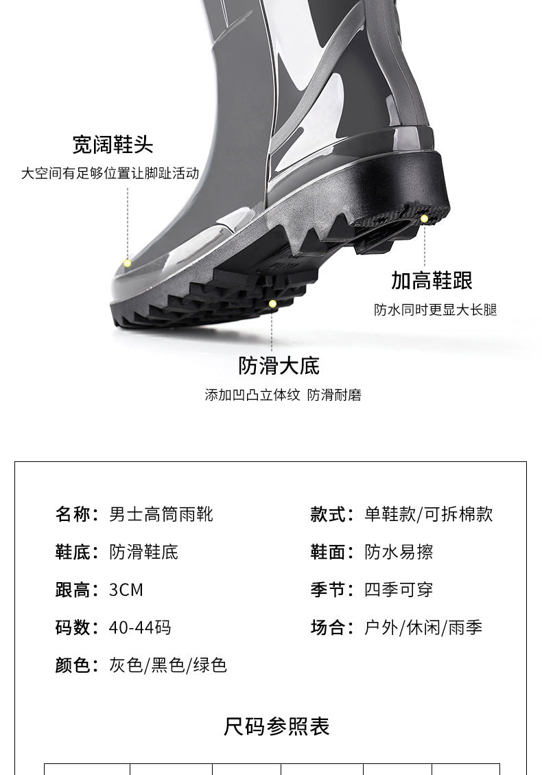 Taobao rain shoes men's beef tendon bottom camouflage waterproof non-slip wear-resistant water shoes fleece-lined warm labor protection shoes explosions wholesale
