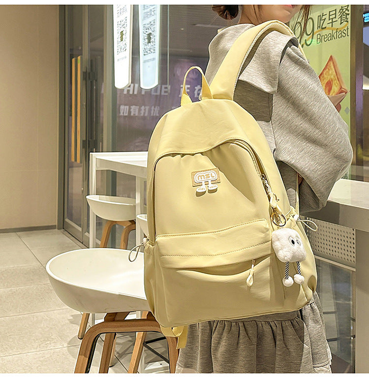 New School Bag Female College Student Large Capacity Backpack Lightweight Simple Short-Distance Travel Backpack High School Student School Bag