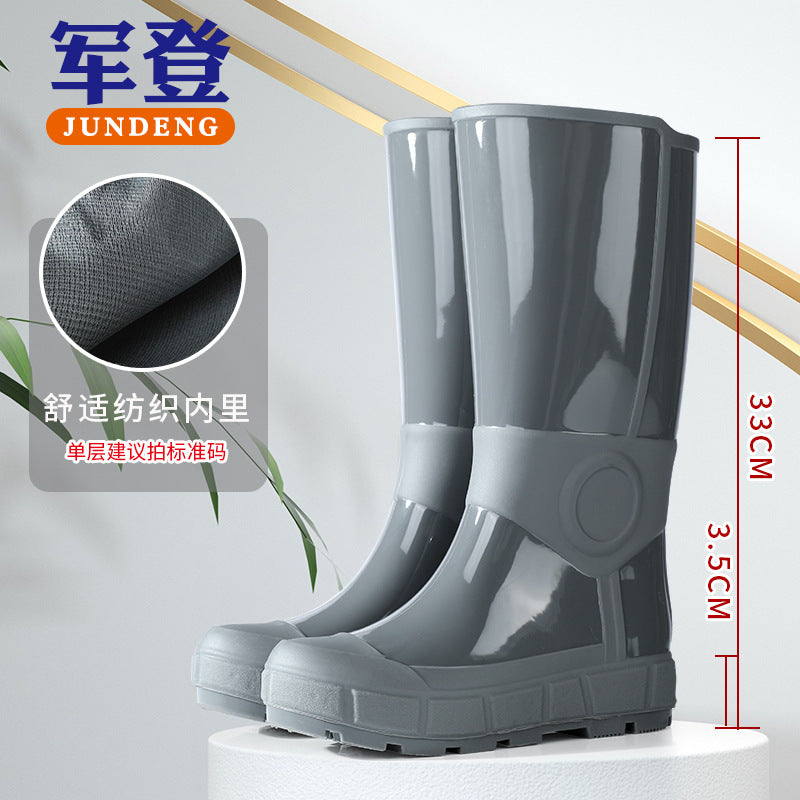 Military Fashion Rain Boots for Women, Thick-Soled High-Top Water Shoes for Women, Adult Kitchen Non-Slip Warm Waterproof Rain Boots