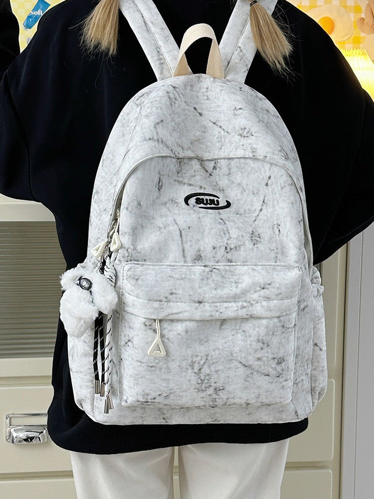 Korean Style Japanese Niche Fashion Simple Tie-Dye Backpack for Middle and High School Students, Large Capacity College Student Backpack