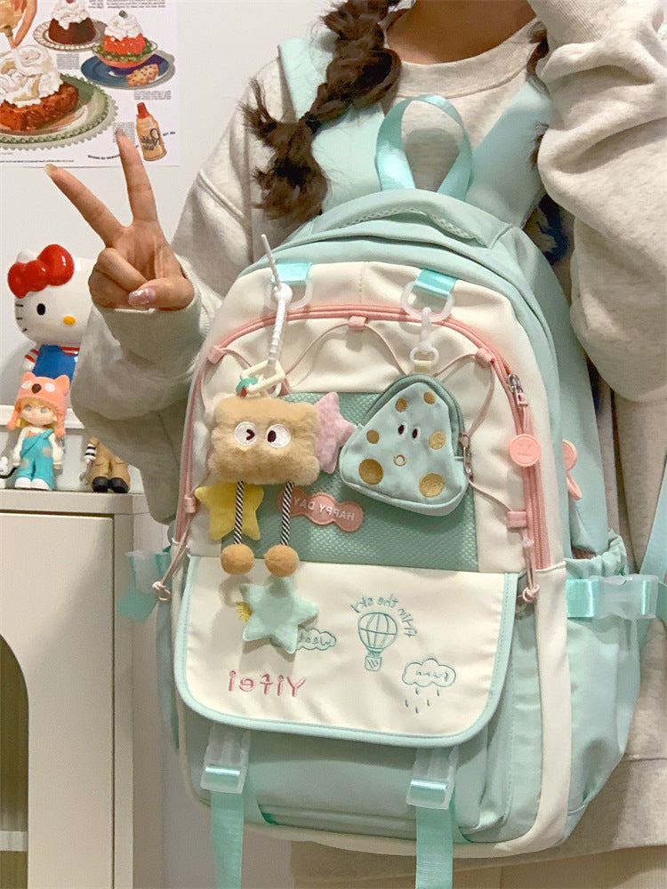 Junior High School Girls' Schoolbag High Color Value Cute Lightweight Large Capacity for Primary School Students and High School Students Backpack for Women