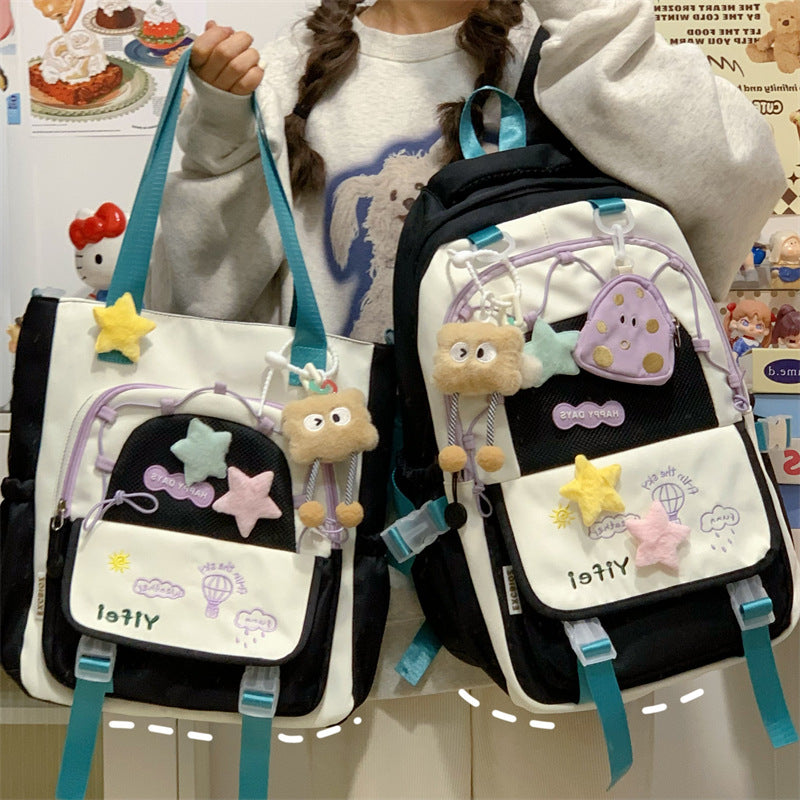 Junior High School Girls' Schoolbag High Color Value Cute Lightweight Large Capacity for Primary School Students and High School Students Backpack for Women