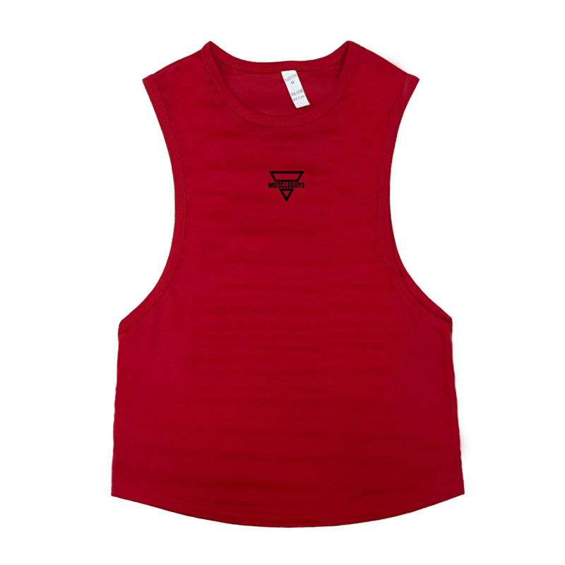 Men's muscle sports vest fashion brand sleeveless waistcoat American fitness casual loose training clothes bodybuilding T-shirt