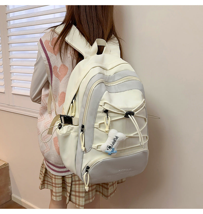 Mountain-Style Outdoor Hiking Backpack for Women, Large Capacity, Unique Design, Lightweight, High-End Gray School Bag for High School Girls