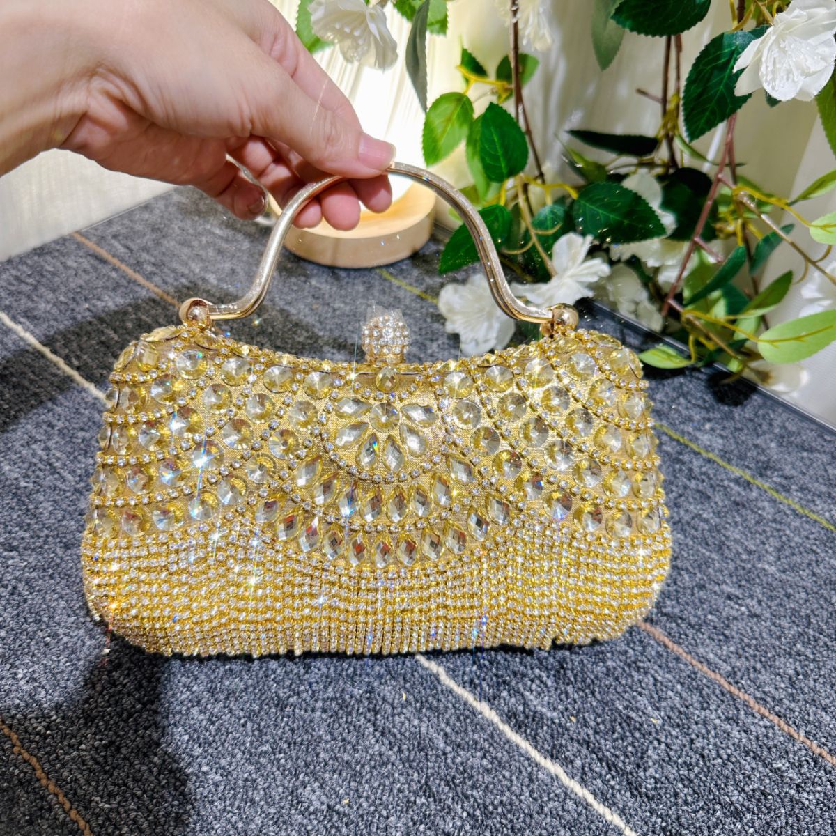 Cross-Border Women's Bags 2025 New European and American Fashion Rhinestone Handbag Ins Internet Celebrity Versatile Chain Evening Bag