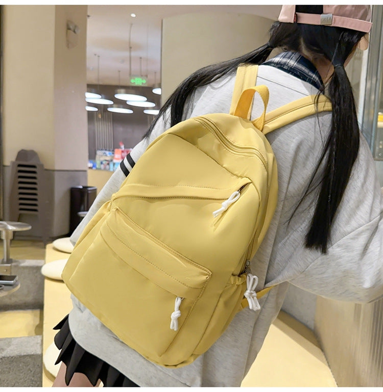 New Large Capacity Primary School Junior High School Students' Casual Schoolbag Japanese Style Fashion Simple Solid Color Travel Backpack