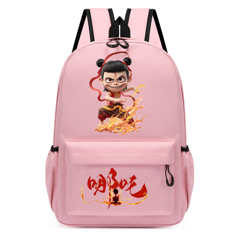 Douyin's New Nezha Cute Printed Kindergarten Girls Pink School Bag Children's Campus Outdoor Backpack