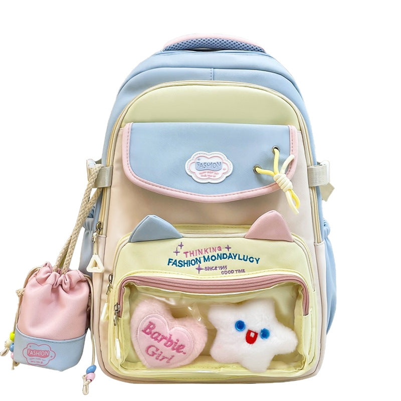 High-Looking Ins Style Schoolbag Junior High School Girl Backpack High School Student Large Capacity Cute Pain Bag Dopamine Backpack