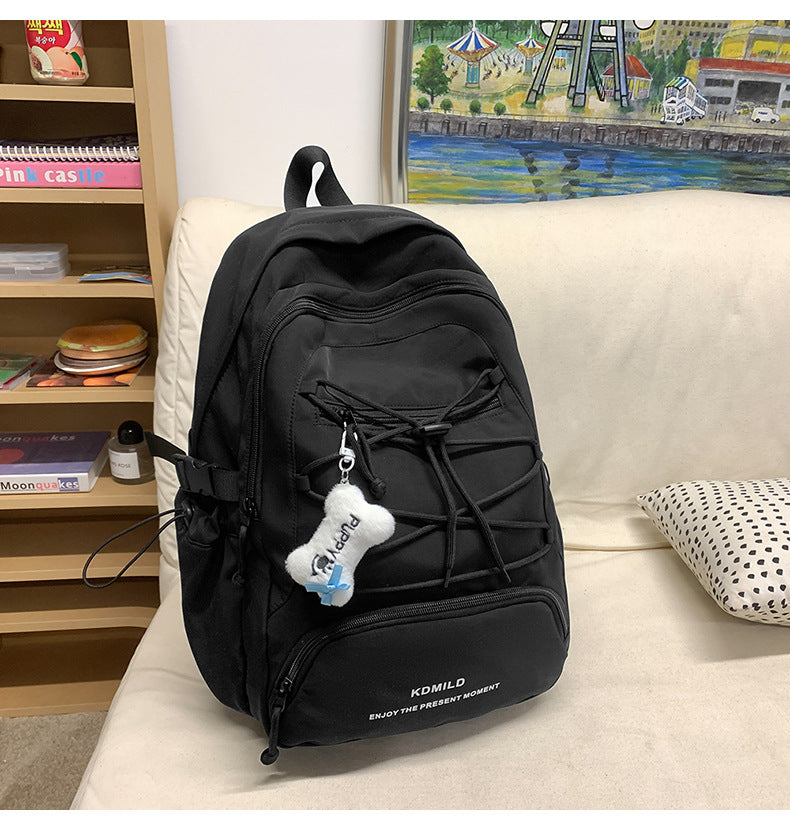 Mountain-Style Outdoor Hiking Backpack for Women, Large Capacity, Unique Design, Lightweight, High-End Gray School Bag for High School Girls