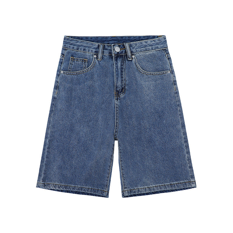 Summer 2022 New Five-point Straight Loose Large Size Chubby Girl Thin Wide Leg High Waist Slimming Denim Shorts for Women