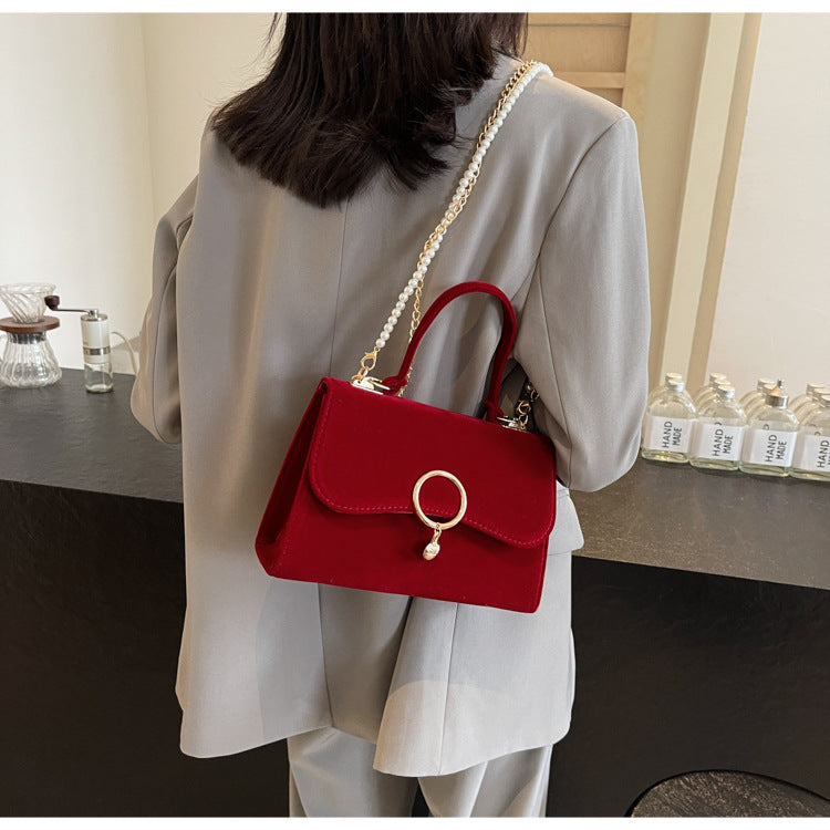 Red High-End Small Bag Women's Bag 2025 New Wedding Wedding Handbag Retro Chain Crossbody Bridal Bag